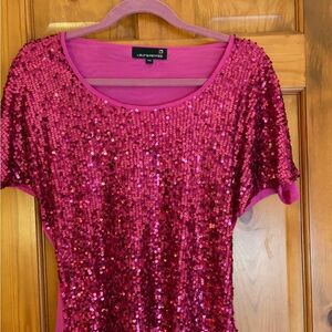LuLaRoe Fuchsia Sequin Short Sleeve Top